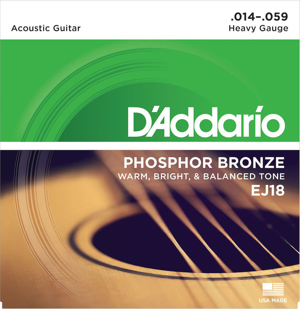 D'ADDARIO AND CO EJ18 PHOSPHOR BRONZE ACOUSTIC GUITAR STRINGS HEAVY 14-59