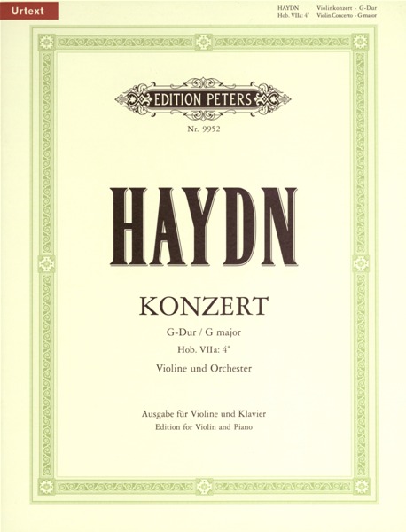 EDITION PETERS HAYDN JOSEPH - CONCERTO NO.2 IN G HOB.VIIA/4 - VIOLIN AND PIANO