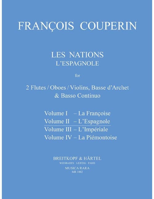 EDITION BREITKOPF COUPERIN FRANCOIS - LES NATIONS II 'L'ESPAGNOLE' - 2 FLUTE, BASSO CONTINUO