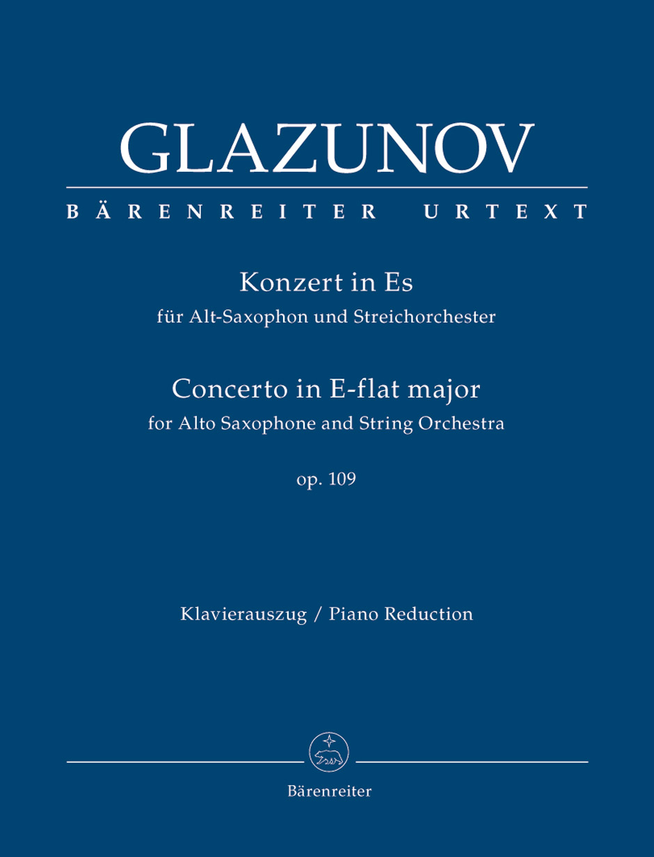 BARENREITER GLAZUNOV A. - CONCERTO FOR ALTO SAXOPHONE OP.109 - SAXOPHONE & PIANO