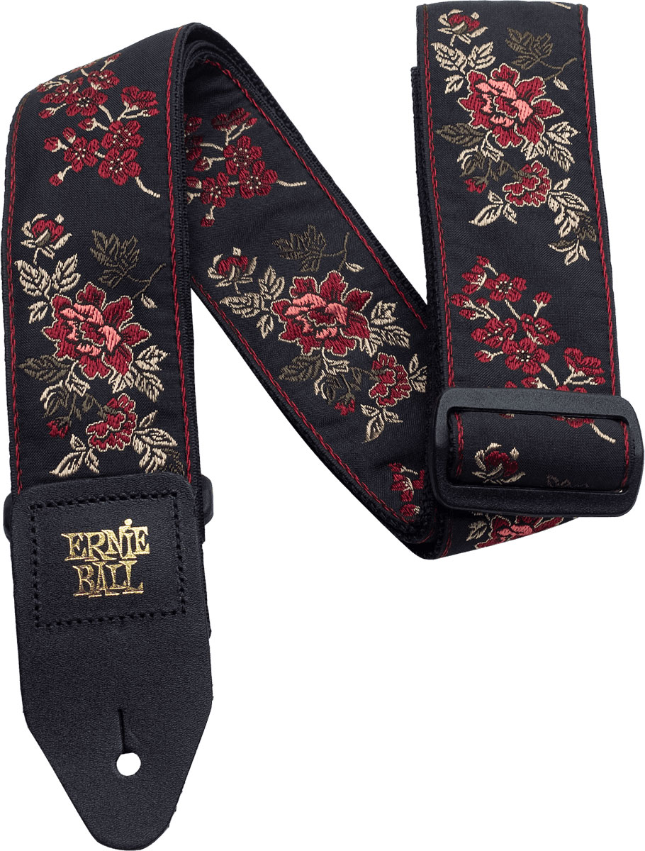 ERNIE BALL RED ROSE JACQUARD GUITAR STRAP