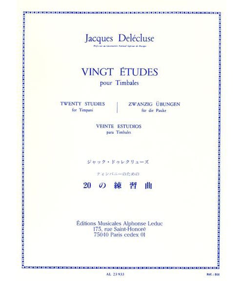 LEDUC DELECLUSE JACQUES - 20 ETUDES - TIMBALES