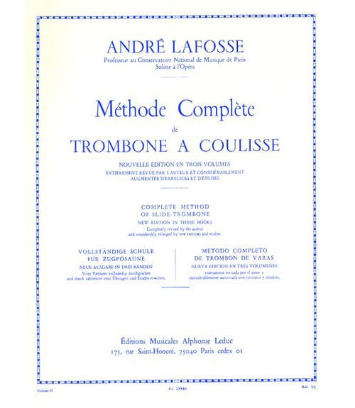 LEDUC LAFOSSE ANDRE - METHODE COMPLETE DE TROMBONE A COULISSE VOL.2