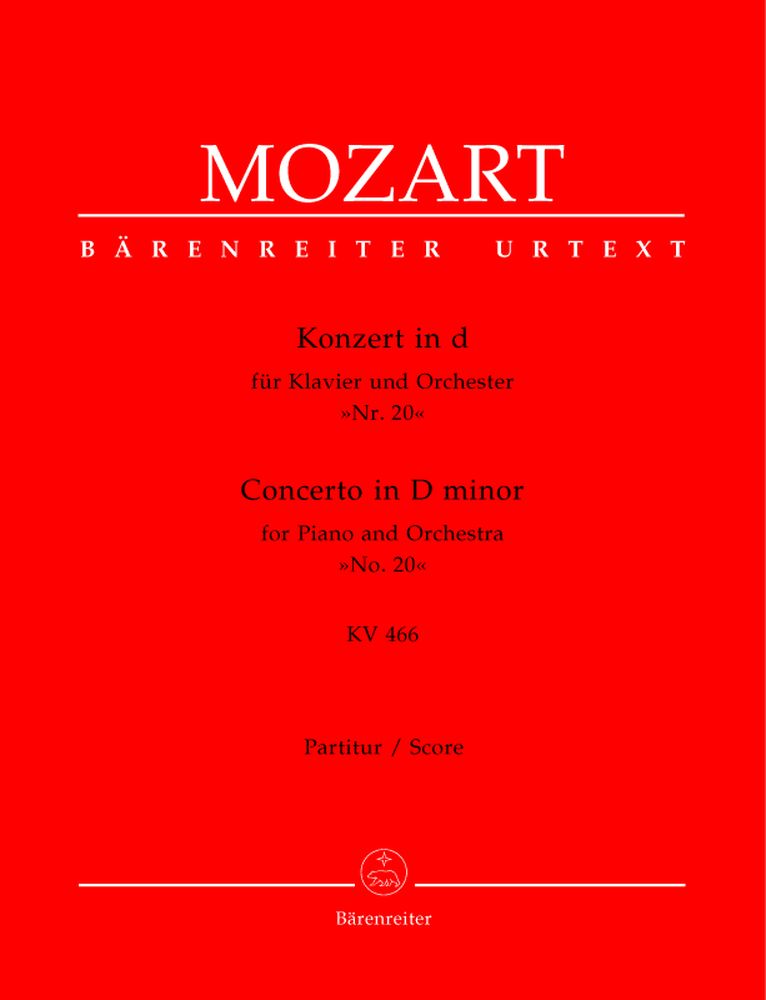 BARENREITER MOZART W.A. - CONCERTO IN D MAJOR FOR PIANO AND ORCHESTRA N°20 KV 466 - SCORE