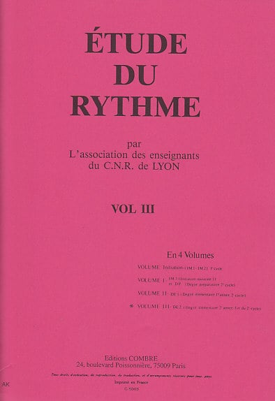 COMBRE CNR DE LYON - ETUDE DU RYTHME VOL III