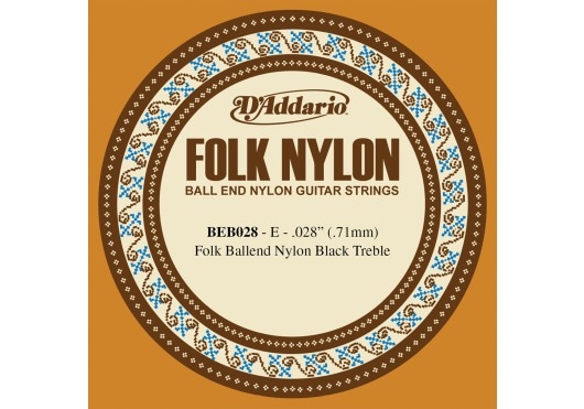 D'ADDARIO AND CO BEB028 FOLK NYLON GUITAR SINGLE STRING BLACK NYLON BALL END .028
