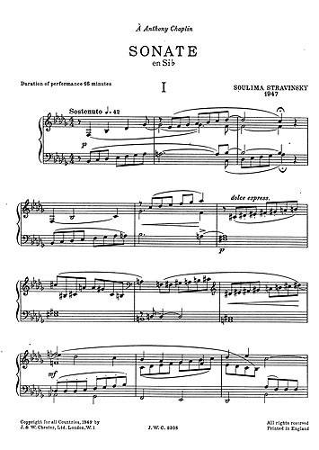 CHESTER MUSIC STRAVINSKY SOULIMA - SONATA IN Db FOR PIANO 