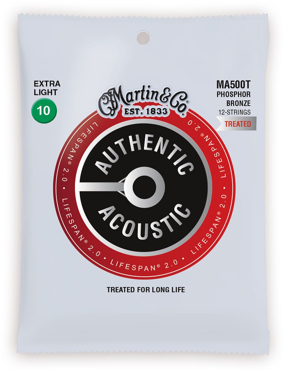 MARTIN & CO MA500T AUTHENTIC TREATED EXTRA LIGHT 92/8 PHOSPHOR BRONZE EX. LIGHT 10-14-23-30-39-47 12 STRINGS