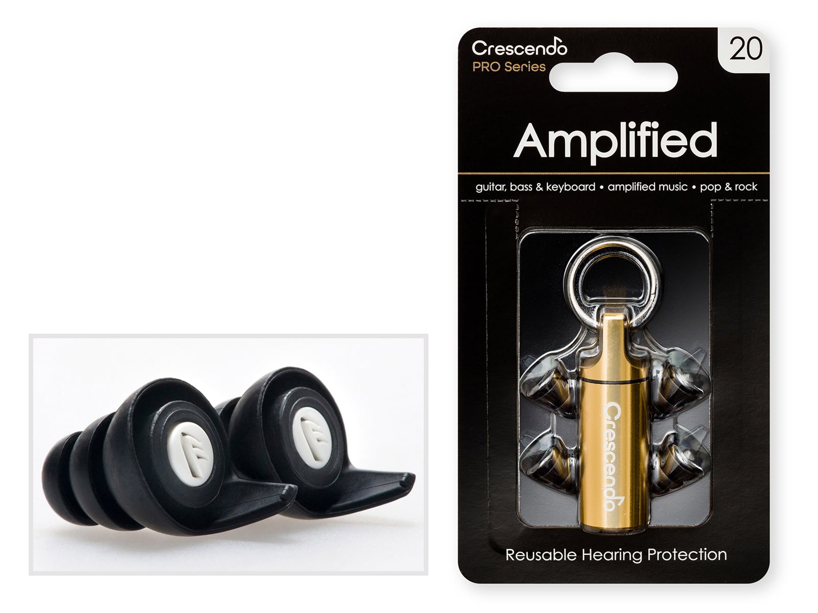 CRESCENDO PRO AMPLIFIED 20 - FLAT DAMPING FILTERS - PROTECTION SNR 17DB PROTECTORES PARA OIDOS 