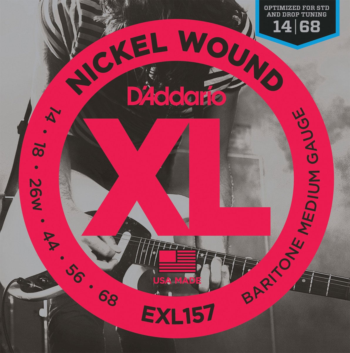 D'ADDARIO AND CO EXL157 NICKEL WOUND ELECTRIC GUITAR STRINGS BARITONE MEDIUM 13-62