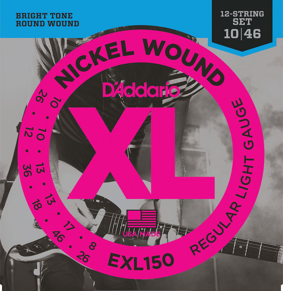 D'ADDARIO AND CO EXL150 NICKEL WOUND ELECTRIC GUITAR STRINGS 12-STRING REGULAR LIGHT 10-46