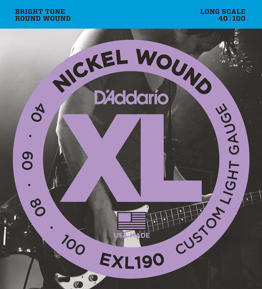 D'ADDARIO AND CO EXL190 NICKEL WOUND LONG SCALE CUSTOM LIGHT 40-100