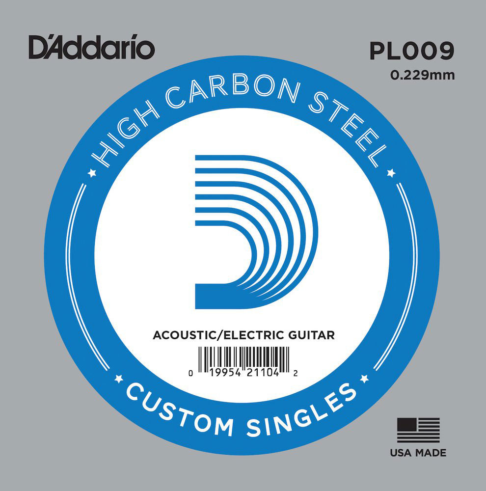 D'ADDARIO AND CO PL009 PLAIN STEEL GUITAR SINGLE STRING .009