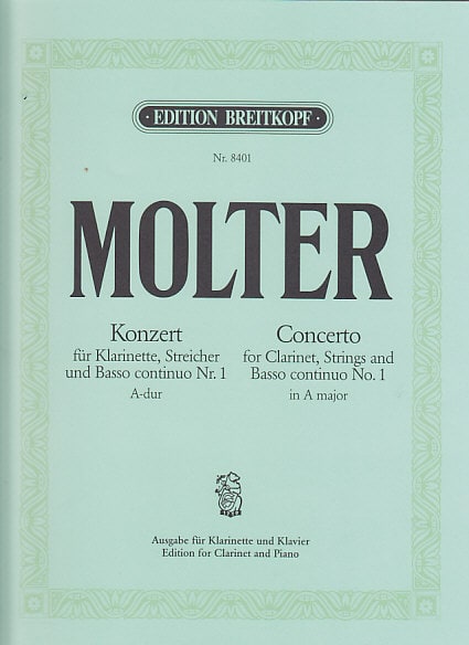 EDITION BREITKOPF MOLTER J.M. - KLARINETTENKONZERT NR. 1 A-DUR