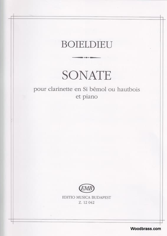 EMB (EDITIO MUSICA BUDAPEST) BOIELDIEU F.A. - SONATA - CLARINETTE ET PIANO