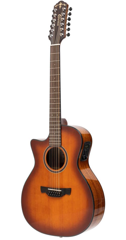 CRAFTER ABLE SERIES 630, CUTAWAY ORCHESTRA ELECTRIC-ACOUSTIC GUITAR WITH SOLID CEDAR TOP WITH 12 STRINGS LH