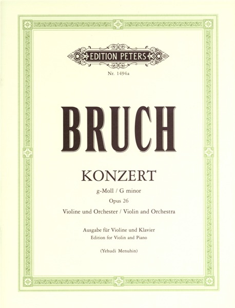 EDITION PETERS BRUCH MAX - CONCERTO NO.1 IN G MINOR OP.26 - VIOLIN AND PIANO