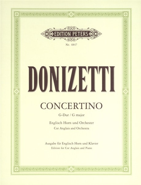 EDITION PETERS DONIZETTI GAETANO - CONCERTINO - COR ANGLAIS