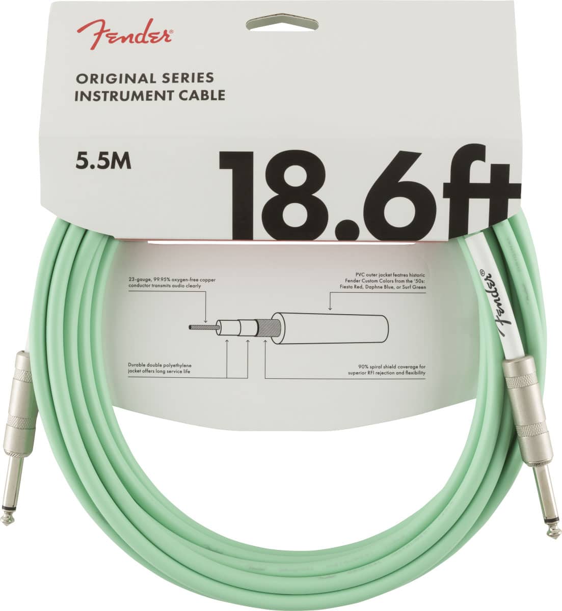 FENDER ORIGINAL INSTRUMENT CABLE, 18.6', SURF GREEN