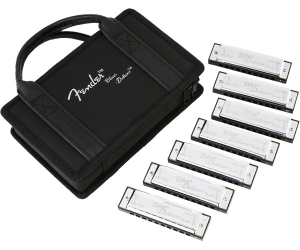 FENDER BLUES DELUXE HARMONICA PACK OF 7 WITH CASE