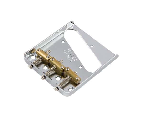 FENDER 3-SADDLE AMERICAN VINTAGE TELECASTER BRIDGE ASSEMBLY WITH BRASS SADDLES (CHROME)