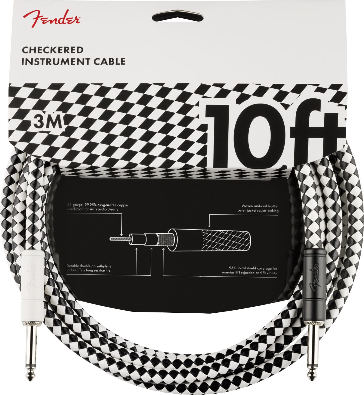 FENDER PRO 10' CHECKBOARD INSTRUMENT CABLE