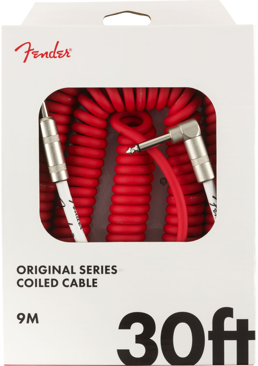 FENDER ORIGINAL COIL CABLE, STRAIGHT-ANGLE, 30', FIESTA RED