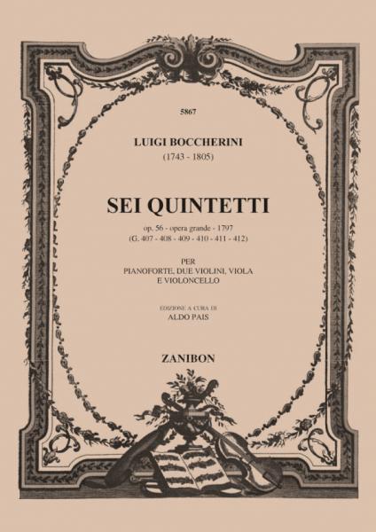 RICORDI BOCCHERINI L. - SEI QUINTETTI - 2 VIOLONS, ALTO, VIOLONCELLE ET PIANO