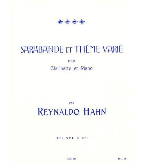 HEUGEL HAHN R. - SARABANDE & THEME VARIE - CLARINETTE & PIANO