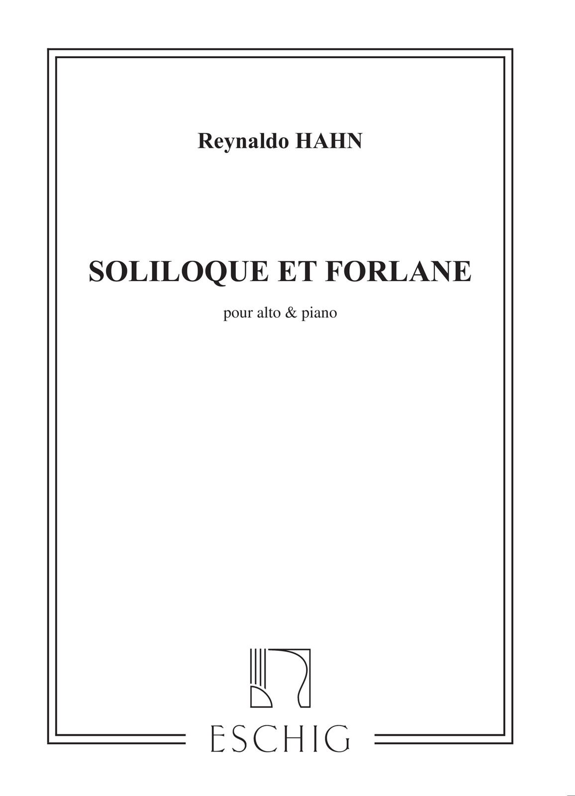 EDITION MAX ESCHIG HAHN - SOLILOQUE - ALTO ET PIANO