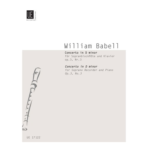 UNIVERSAL EDITION BABELL WILLIAM - CONCERTO D MIN OP.3/3 - RECORDER