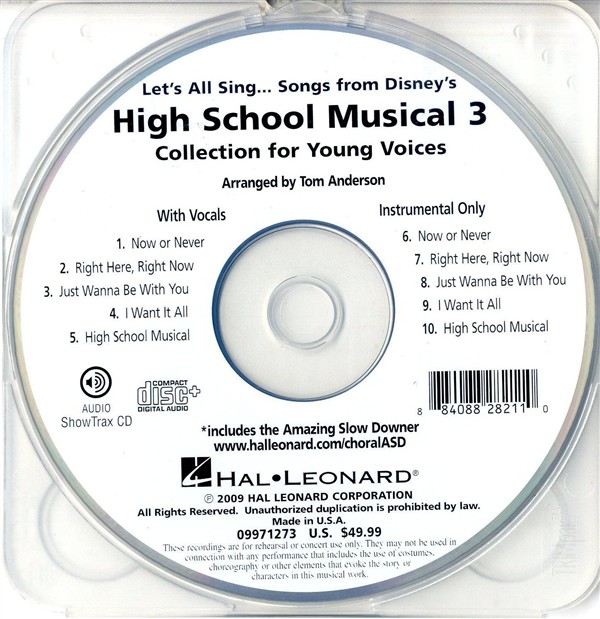 HAL LEONARD LET'S ALL SING SONGS FROM DISNEY'S HIGH SCHOOL MUSICAL 3 - CHORAL