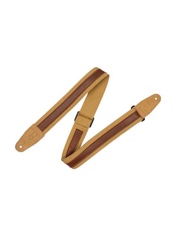 LEVY'S 5 CM COTTON STRAP WITH LEATHER BAND - TAN-TAN