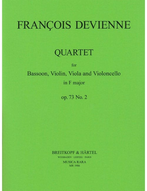 EDITION BREITKOPF DEVIENNE FRANCOIS - QUARTETT IN F OP. 73 NR. 2 - BASSOON, VIOLIN, VIOLA, CELLO