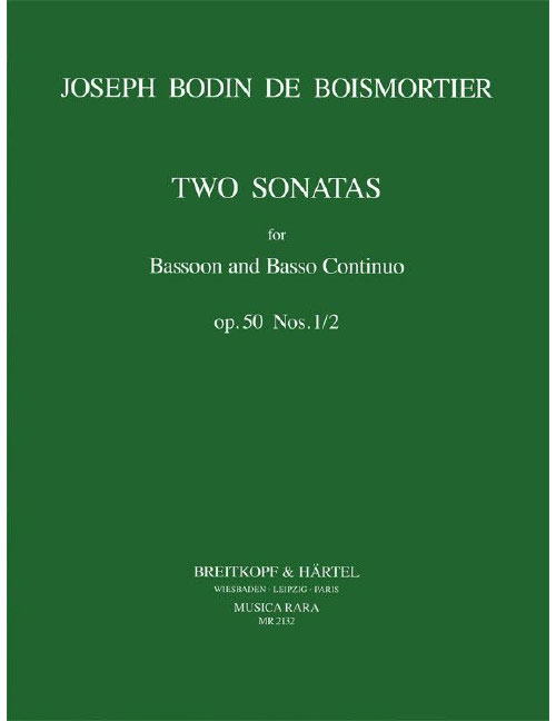 EDITION BREITKOPF BOISMORTIER JOSEPH BODIN DE - SONATEN IN E, G, OP. 50/1-2 - BASSOON, BASSO CONTINUO