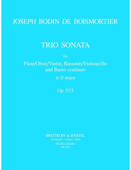 EDITION BREITKOPF BOISMORTIER JOSEPH BODIN DE - TRIOSONATE IN D OP. 37/3 - FLUTE, BASSOON, BASSO CONTINUO