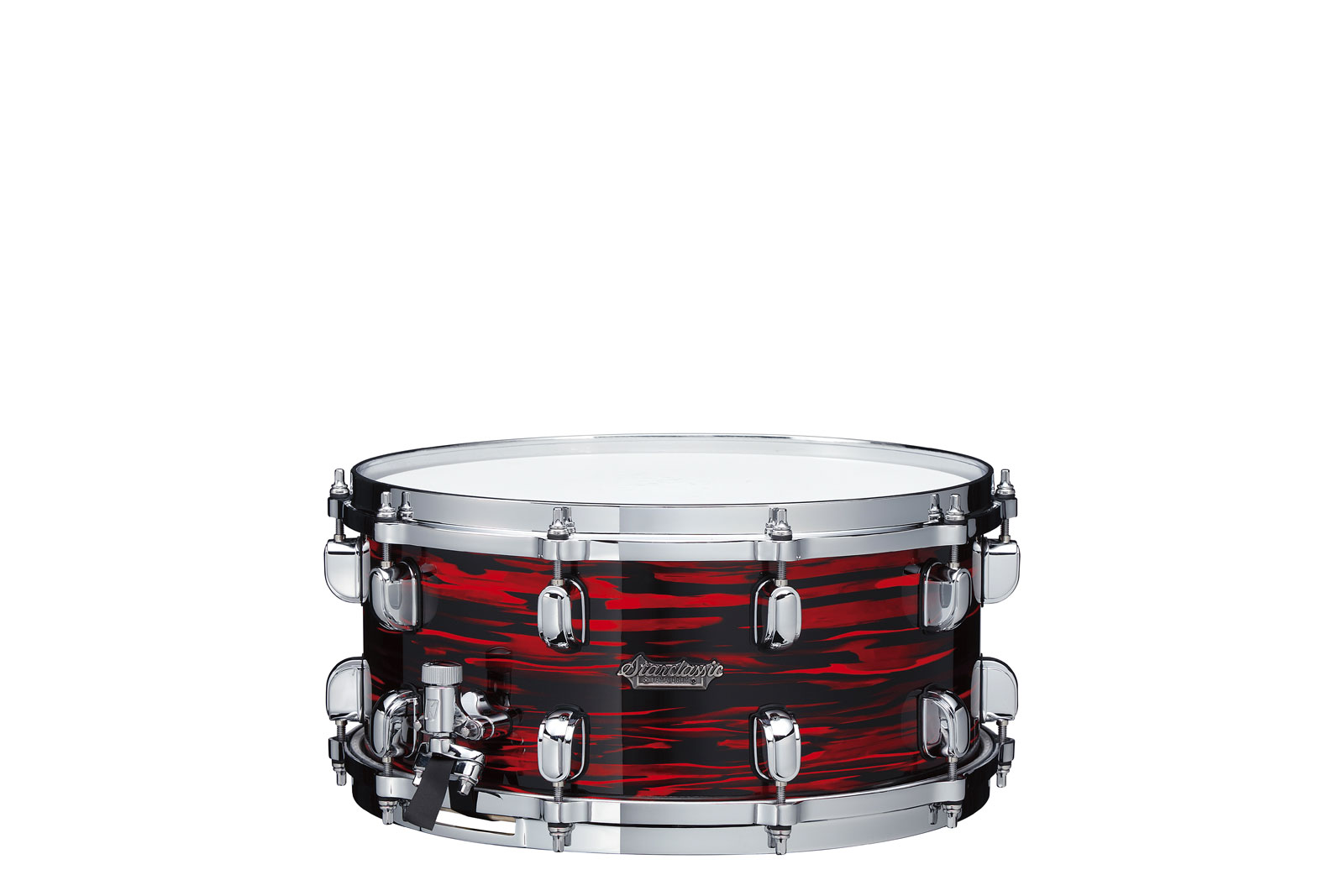 TAMA STARCLASSIC MAPLE 14X6.5 SNARE DRUM, CHROME SHELL HARDWARE RED OYSTER