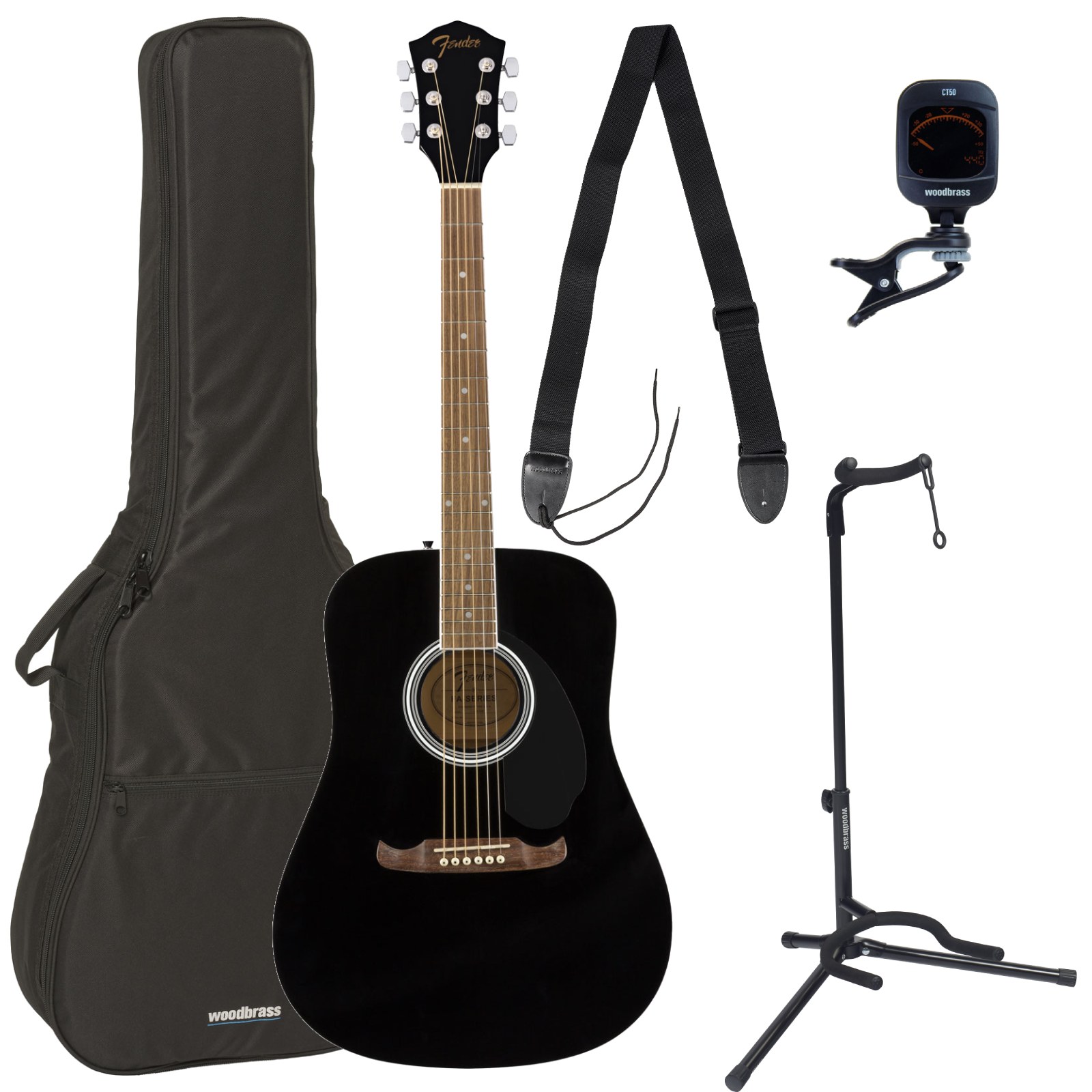 FENDER PACK FA-125 DREADNOUGHT WLNT BLACK + ACCESSORIES