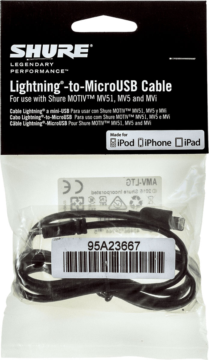 SHURE MICRO USB - LIGHTNING CABLE 38 CM