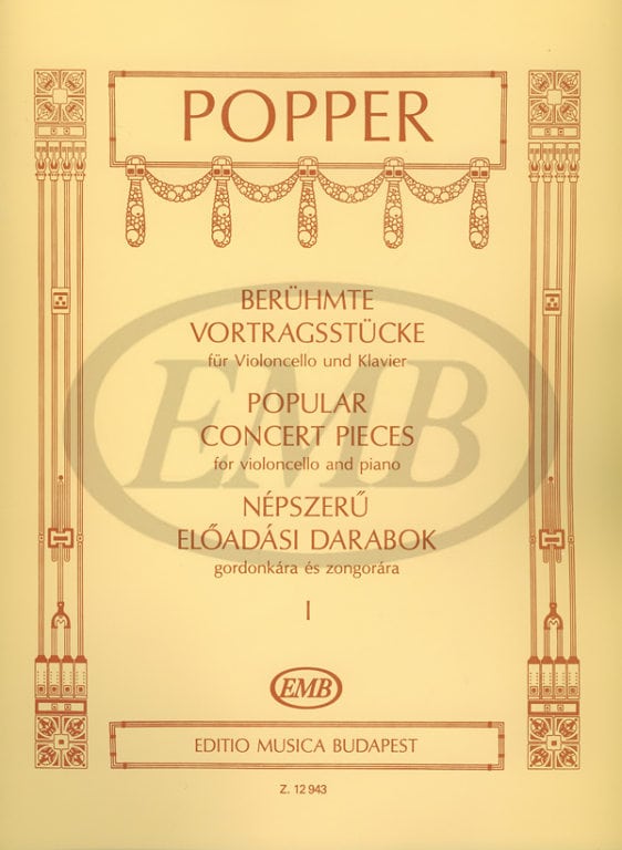 EMB (EDITIO MUSICA BUDAPEST) POPPER D. - POPULAR CONCERT PIECES VOL.1 - VIOLONCELLE ET PIANO
