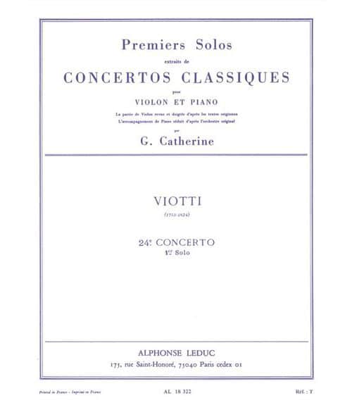 LEDUC VIOTTI G. B. - PREMIERS SOLOS CONCERTO N024 - VIOLON ET PIANO