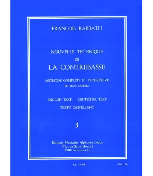 LEDUC RABBATH FRANCOIS - NOUVELLE TECHNIQUE DE LA CONTREBASSE VOL.3