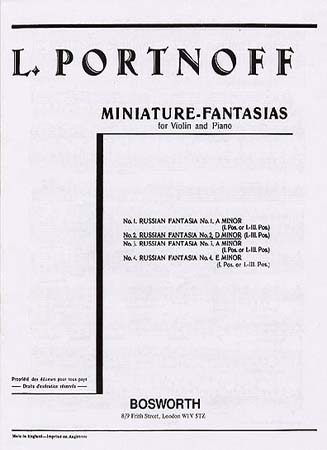 BOSWORTH PORTNOFF - FANTAISIE RUSSE N°2, RE MINEUR - VIOLON / PIANO