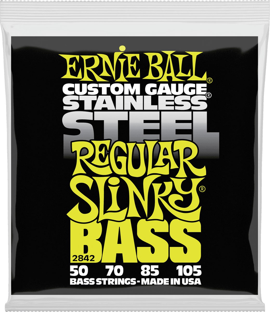 ERNIE BALL 2842 CUSTOM GAUGE STAINLESS STEEL REGULAR SLINKY 50-105