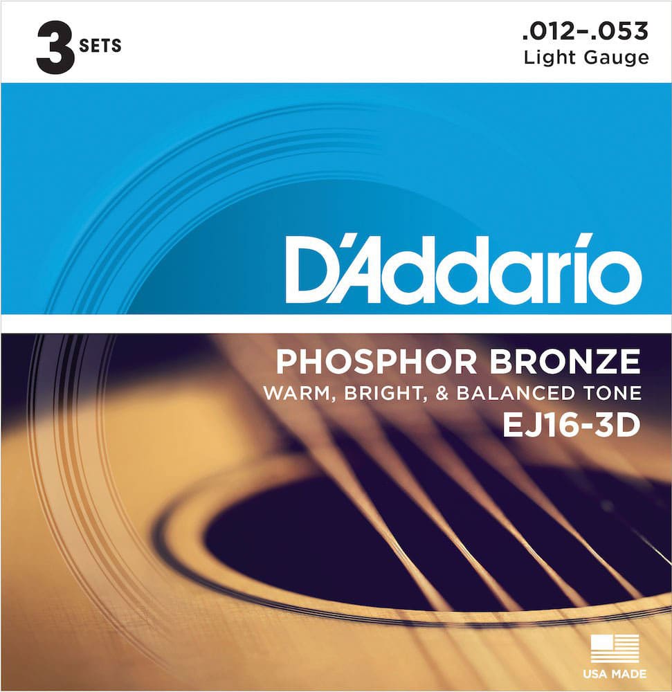 D'ADDARIO AND CO EJ16 PACK DE 3 PHOSPHOR BRONZE LIGHT 12-53