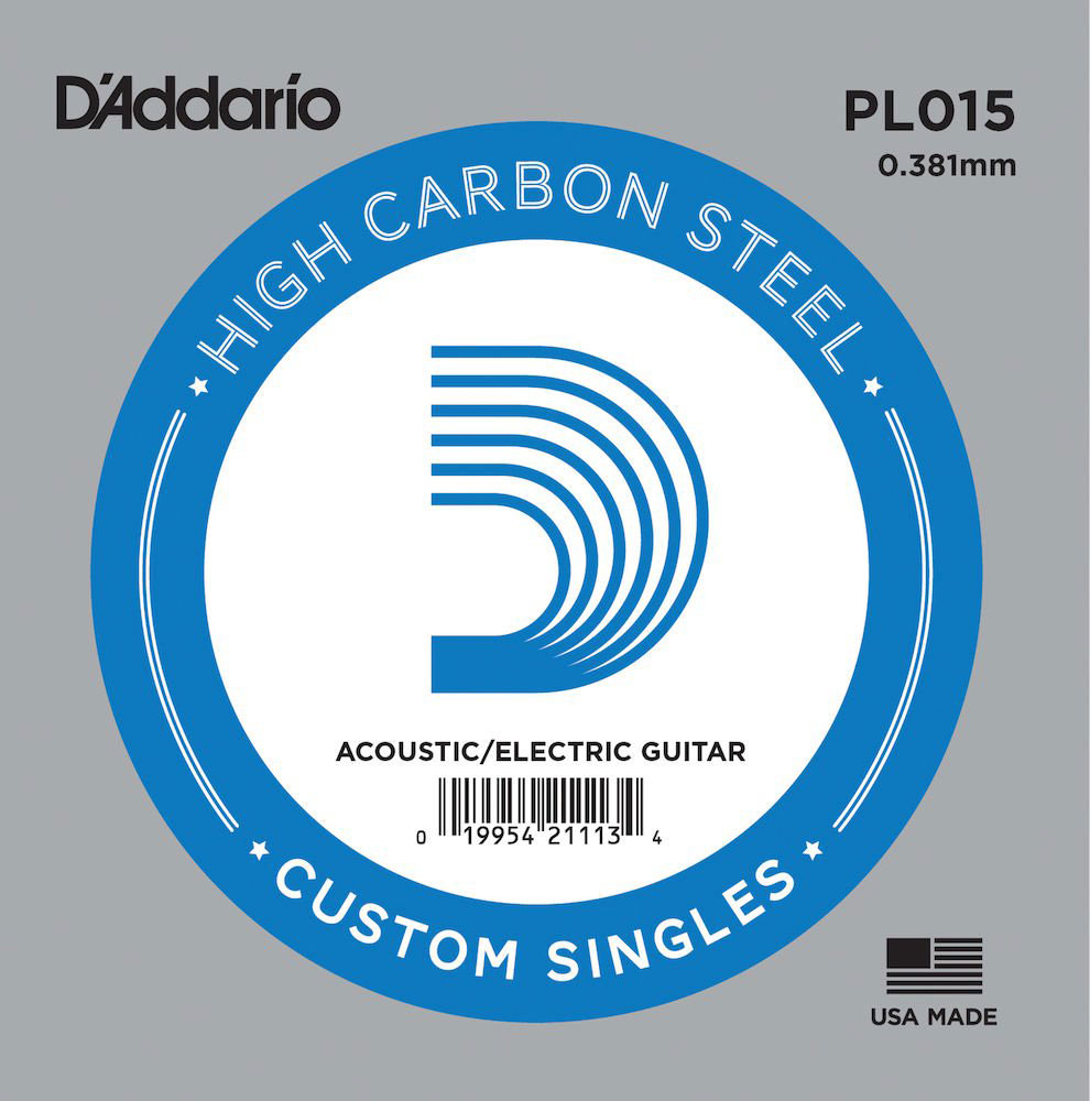 D'ADDARIO AND CO PL015 PLAIN STEEL GUITAR SINGLE STRING 15
