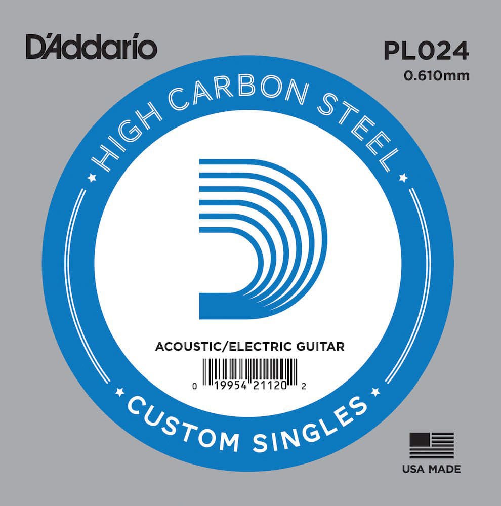 D'ADDARIO AND CO PL024 PLAIN STEEL GUITAR SINGLE STRING 24