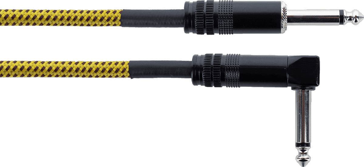 CORDIAL CABLE GUITARE JACK DROIT/COUD 5 M TWEED JAUNE