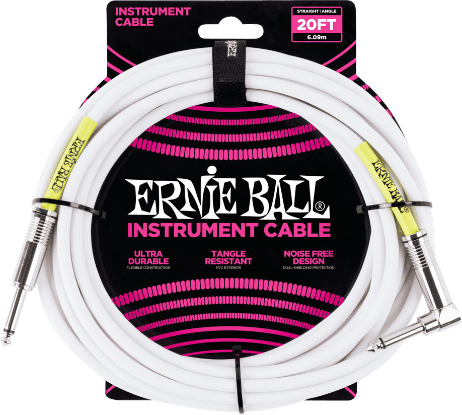 ERNIE BALL CABLES INSTRUMENT CLASSIC JACK/JACK COUD 6M BLANC