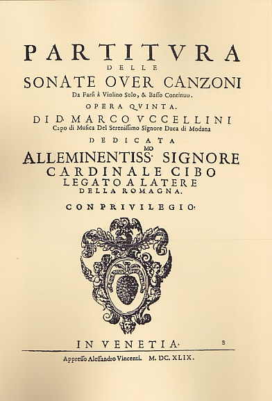 MIEROPRINT UCCELLINI - PARTITURA DELLE SONATE OVER CANZONI, OPERA QUINTA